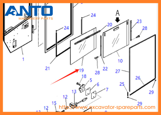 421-925-4711 4219254711 Glass Fit KOMATSU Scavatore WA380 WA430 WA450 WA470 WA480 WA500