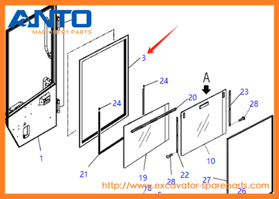 421-925-4641 4219254641 Glass Fit KOMATSU Scavatore WA380 WA430 WA450 WA470 WA480 WA500