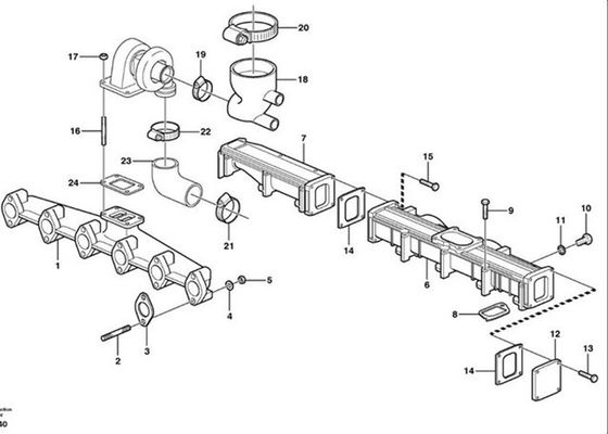 Escavatore molteplice Parts di Intel del tubo flessibile VOE20450765 20450765 per VOE EC240B